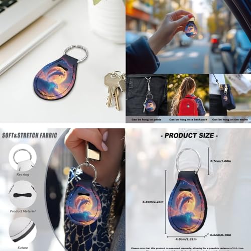 Dolphin Moon Printed 15 Pcs Car Seat Cover Full Set, Stretchy Car Accessories Set Front Rear Seat Covers with Steering Wheel Cover Car Headrest Cover Seat Belt Covers Car Coaster - color: Purple and Orange-Dolphin Moon