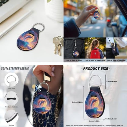 Dolphin Moon Printed 15 Pcs Car Seat Cover Full Set, Stretchy Car Accessories Set Front Rear Seat Covers with Steering Wheel Cover Car Headrest Cover Seat Belt Covers Car Coaster - color: Purple and Orange-Dolphin Moon