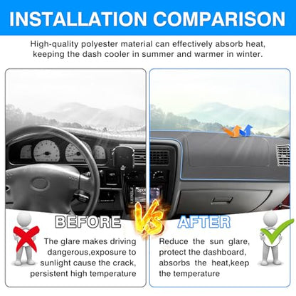 Autorder Gray Dashboard Cover Mat for Toyota Tacoma 1998-2004 Accessories Dash Cover Upgrade Polyester Dash Mat Sunshade Glare UV Rays Protector - size: Gray 1998-2004 Toyota Tacoma