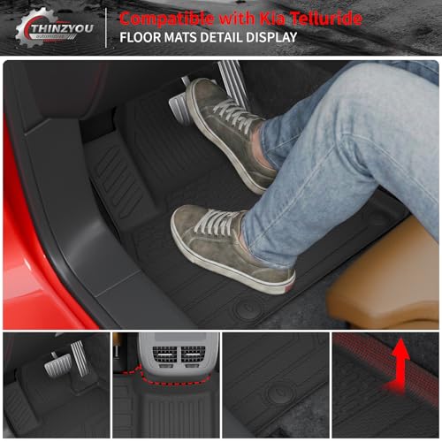Floor Mats Compatible with 2020-2025 Kia Telluride 7&8 Seats (NOT for 2027) Cargo Mat Cargo Liner Back Seat Cover 2024 Telluride Accessories (Trunk Mat with Backrest Mats+Floor Mats) - style: For Kia Telluride | 2020-2025