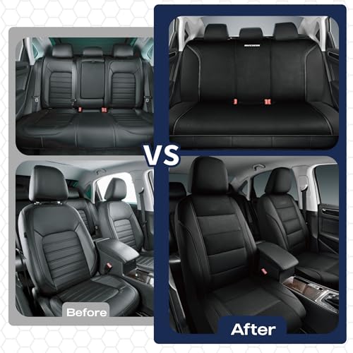 Skechers Memory Foam Seat Covers,Air- Cooled Mesh Thick Car Seat Covers,Leather Front Seat Covers,Airbag Compatible,Automotive Comfort Universal Fit for SUVs,Vans,Sedans,Cars,Trucks,Black - color: Black