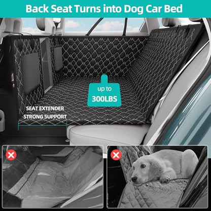 petalage Dog Truck Seat Cover for Back Seat, Hard Bottom Pet Hammock for Car, Bed Extender for 2-4 Large Dogs, Waterproof Seat Protector, Universal XL Size Fits for Crew Cab Truck, SUV, Black - size: Fullsizeblack