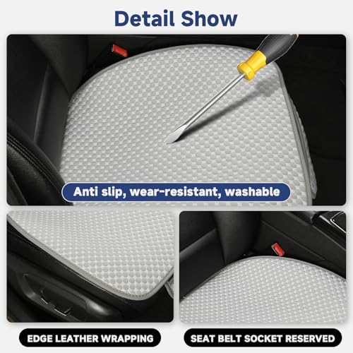 Ice Silk Front Car Seat Cover Protector Anti-Slip Bottom Seat Cover Fits 95% of Vehicles,Wrapping Around The Bottom,(Gray-2Pcs)