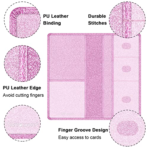 Wisdompro Car Document Holder Organiser, PU Leather Vehicle Insurance and Registration Holders Wallet Case for ID Card, Driving Licence, Key Contact Information Cards - color: Glitter Pink