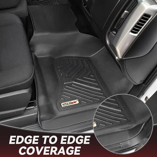 YITAMOTOR Floor Mats for 2014-2018 Silverado/Sierra 1500, 2015-2019 2500HD 3500HD, Crew Cab w/Bench Seat Carpet Floor, Custom Fit All Weather TPE Rubber Liners, Chevy Silverado GMC Sierra Accessories - style: 14-18 1500 & 15-19 2500HD 3500HD Silverado/Sie