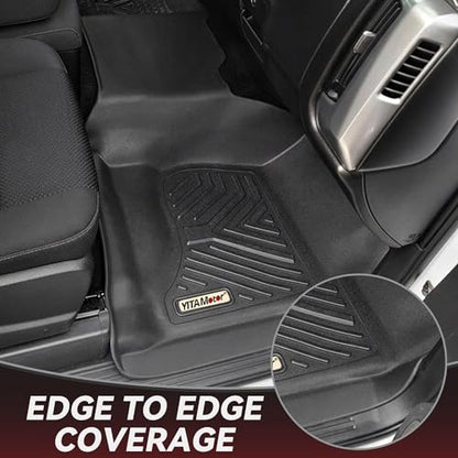 YITAMOTOR Floor Mats for 2014-2018 Silverado/Sierra 1500, 2015-2019 2500HD 3500HD, Crew Cab w/Bench Seat Carpet Floor, Custom Fit All Weather TPE Rubber Liners, Chevy Silverado GMC Sierra Accessories - style: 14-18 1500 & 15-19 2500HD 3500HD Silverado/Sie