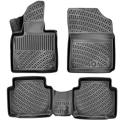RizLiner Hyundai Santa FE 2021-2023 (No Hybrid Models) Floor Mats 3D Custom Fit Compatible with Santa FE Rubber Car Mats Laser Measured Floor Liners All Weather Waterproof Odorless (Front & Rear) - size: Santa Fe 2021 - 2023