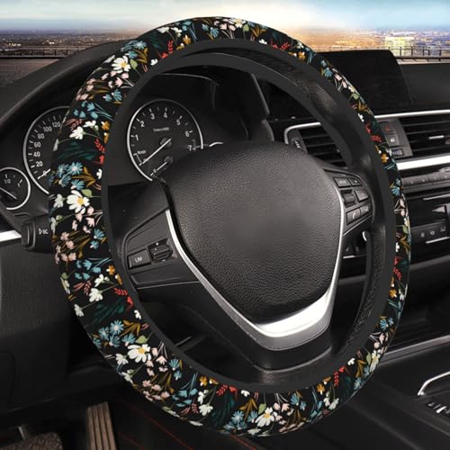 Chic Wildflowers Steering Wheel Cover for Men Women Universal Car Accessories 15 Inch Neoprene Auto Interior Decor - color: Chic Wildflowers