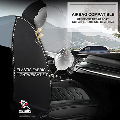 AOMSAZTO Car Seat Covers Fit for Honda Ridgeline 2006-2025: Seat Covers Full Set Leather Seat Covers Compatible Airbag (Black) - color: #016 Black, size: 2006-2014&2024-2025-5 seat covers full set