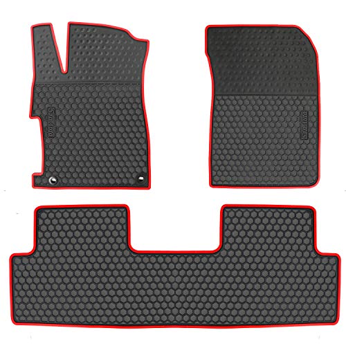 Car Floor Mat for Honda Civic 9th Generation 2012 2013 2014 2015, Custom Fit Rubber Black and Red Auto Floor Liners Mat All Weather Protection Heavy Duty Odorless - color: Black Red, size: 2012-2015 Version