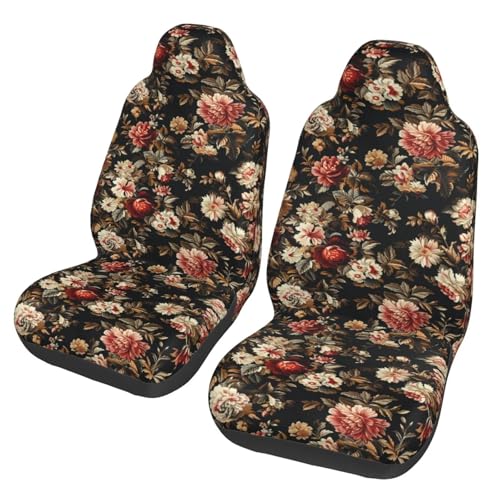 Groovy Floral Car Seat Covers for Front Seats 2 Pack Bucket Seat Cushion Auto Seat Cushion Protector Universal Fit Most Truck SUV Van Sedan Car Interior Accessories for Women Girl - color: Groovy Floral