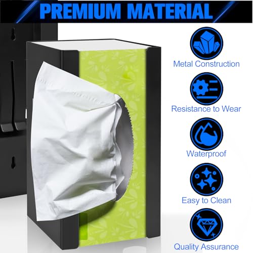 Magnetic Glove Dispenser 2 Pack - Heavy Duty Wall Mount & Fridge Organizer for Gloves, Paper Towels, Wipes - Tool-Free Installation for Kitchen, Garage, Workshop, Office - Black (Black Steel)