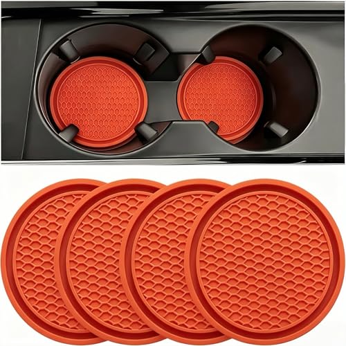 ZSDY Car Cup Holder Coaster, 4 PCS Non Slip Cup Holder Insert, 2.77 Inch Universal Car Interior Accessories for SUV Truck, Orange - color: Orange