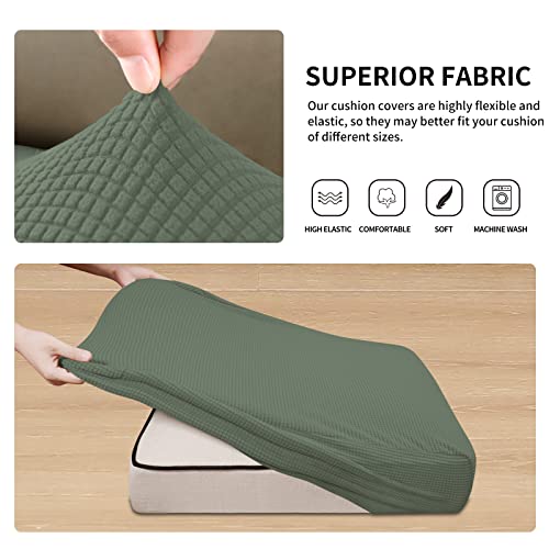 Easy-Going Stretch Individual Loveseat Couch Cushion Cover Sofa Cushion Furniture Protector Sofa slipcover Soft Flexibility with Elastic Bottom (2-piece Loveseat Cushion Cover, Greyish Green) - color: Greyish Green, size: 2-piece
