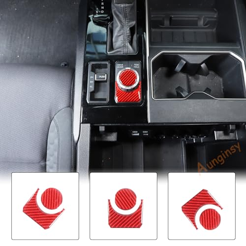 Aunginsy Drive Control Mode Trim Sticker Compatible with Tundra/Sequoia 2022-2025 Center Console Multimedia Control Knob Switch Button Cover Sound Volume Knob Decoration Carbon Fiber Accessories - size: Multimedia Knob Switch Circle Trim