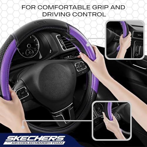 Skechers Air-Cooled Steering Wheel Cover,Leather Car Steering Wheel Cover Universal Fit 14" 1/2-15" Car Wheel Protector for Men Women Fit Suvs,Vans,Sedans,Car,Trucks,Purple - color: Purple