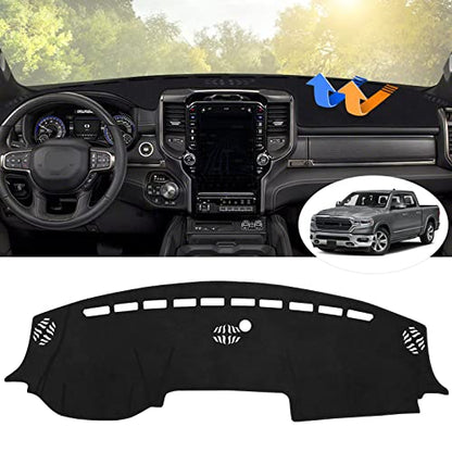 Autorder Dashboard Cover Mat for 2019-2023 2024 2025 2026 Dodge Ram 1500 2500 3500 Accessories Dash Cover Flannel Dash Mat Sunshade Glare UV Rays Protector Black - size: 2019-2026 Dodge Ram