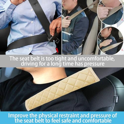 2PCS Universal Car Seatbelt Pad Cover, Long Crystal Velvet Shoulder Cover Kit for Adults and Children, Helps Avoid Friction on Shoulder and Neck, Fits All Cars and Packs