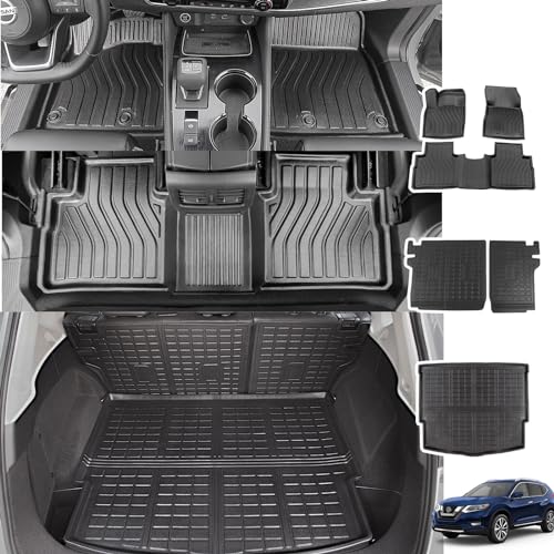 Floor Mat Compatible with 2021-2026 Nissan Rogue Floor Mat Cargo Mat Backrest Mat Replacement for 2021-2026 Nissan Rogue Accessories (Cargo Mat+Backrest Mats+Floor Mats) - color: Fit 2021-2026 Nissan Rogue, size: Cargo Mat+Backrest Mats+Floor Mats