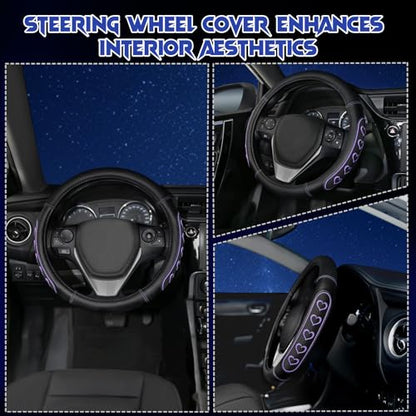 Ventilated Heart-Shaped Steering Wheel Cover with Anti-Slip Leather Grip. Compatible with Ford, Toyota, Honda, Nissan, and Chevrolet Vehicles for 14.5-15.2 inch Round Steering Wheels. - color: love Pink