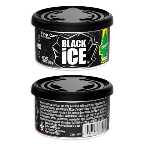 LITTLE TREES Car Air Freshener | Fiber Can Provides Long Lasting Scent for Auto or Home | Recycled Fiber | Black Ice, 4 Air Fresheners - color: Black Ice