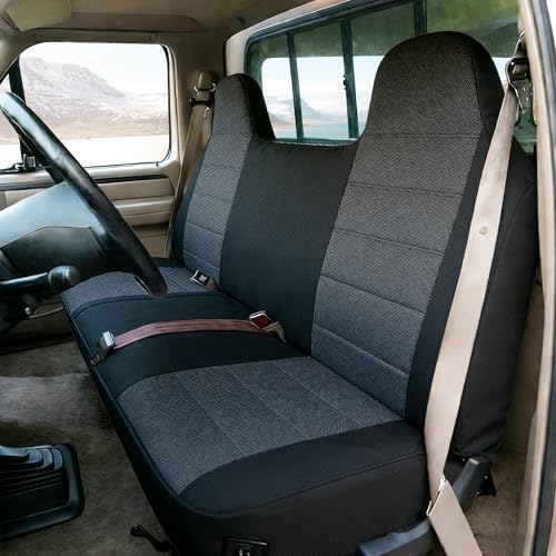 Bench Seat Covers for Ford F-150 F-250 F-350 1992 1993 1994 1995 1996 1997 1998 Custom Fit Front Solid Bench Seat with Molded Headrests Knitted Fabric Soft Foam Lining Black - color: black, size: 1992-1998