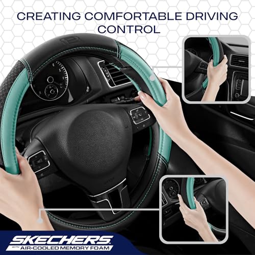 Skechers Air-Cooled Steering Wheel Cover,Air Cool Mesh Leather Car Steering Wheel Cover Universal Fit 14" 1/2-15" Car Wheel Protector for Men Women Fit Suvs,Vans,Sedans,Car,Trucks,Mint - color: Mint