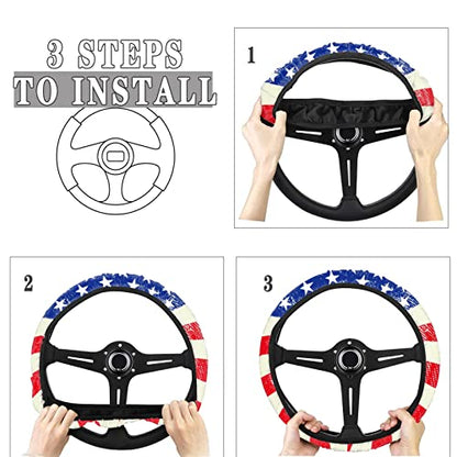 GLENLCWE American Flag Auto Steering Wheel Cover Non-Slip Universal for 15 inch - color: American Flag