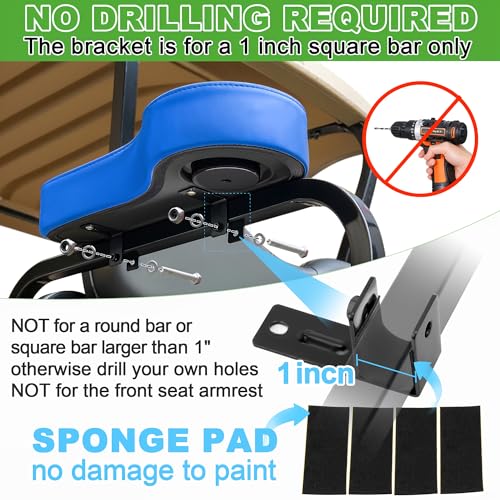 10L0L Golf Cart Rear Seat Kit Arm Rest Set with Cup Holder for Yamaha EZGO Club Car Golf Cart UV-Proof Coating Long Lasting, No Drilling Kits Include - color: blue