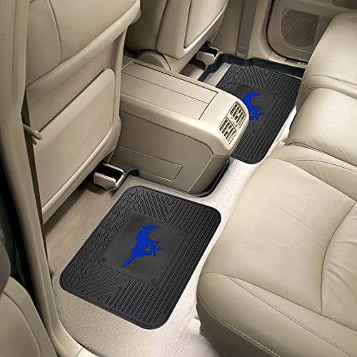 Fanmats Southern Methodist University Mustangs - Blue Set of 4 Car Mats for Cars, SUV, Pickups - All Weather Protection, Deep Reservoir Design, Universal-3D NCAA logo-29”x17” Front -14”x17” Rear Mat