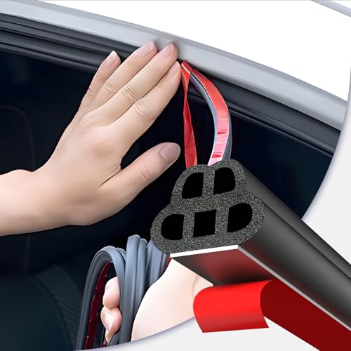34 Ft Car Door Seal Strip Universal Self Adhesive Automotive Weather Stripping, Double Layer 5-Hole Car Door Soundproofing Strip, Rubber Seal Strip for Cars Trucks SUVs RVs