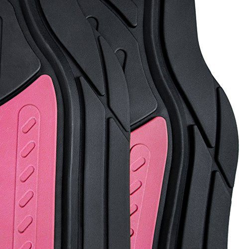 FH Group Car Floor Mats - Heavy-Duty Rubber Floor Mats for Cars, Universal Fit Full Set, Trimmable Automotive Floor Mats, Climaproof Floor Mats for Most Sedan, SUV, Truck Floor Mats Pink