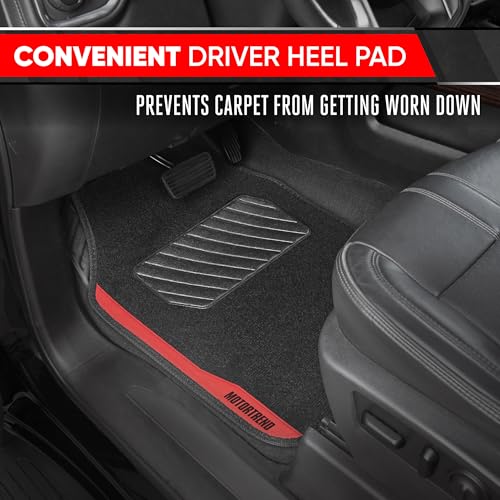 Motor Trend SpeedSeries Carpet Car Floor Mats Set - Versatile Fit for Cars, Trucks, SUVs, Vans Red Trim Racing Design Car Mat Full Set Tapetes para Carro - Set of 4, Black & Red Car Carpet Mats - color: Speed Series-Red