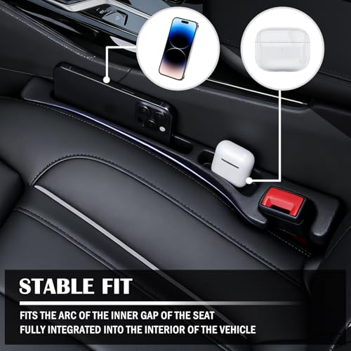 2-in-1 Car Seat Gap Filler Organizer & Car Coasters for Cup Holders Set,New Cars Seat Gap Plug with Storage Slot,Universal in Between Cars Seats Catcher Fit for Trucks SUVs