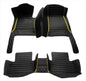 Custom Leather Car Mats, Vehicle-Specific Fit All-Weather Floor Mats, 100% Waterproof Anti-Slip Durable Protection for SUV Truck Sedan, Precision Tailored Protection (Black and Yellow 2 car mat) - color: Black and yellow 2 car mat