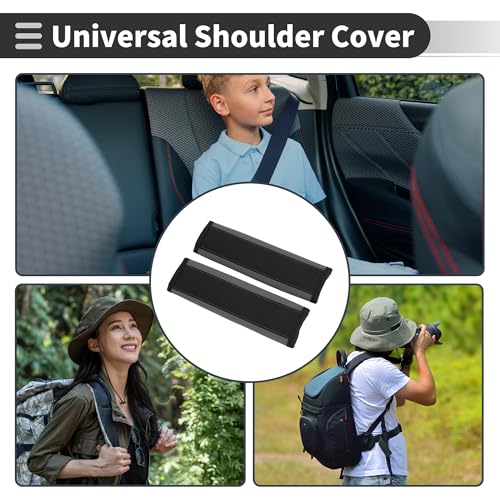 Black Gray Seat Belt Cover Pad Faux Leather 24cm Seatbelt Strap Cushion Shoulder Padding 2 Pcs - color: Black,Gray