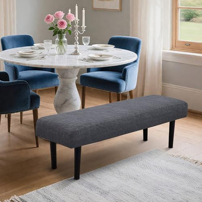 Stretch Bench Seat Cover, Reusable Slipcover for Dining Room & Bedroom, Removable Washable Rectangular Bench Covers, Elastic Fit for Home Furniture(Light Gray) - color: Leaf Grey