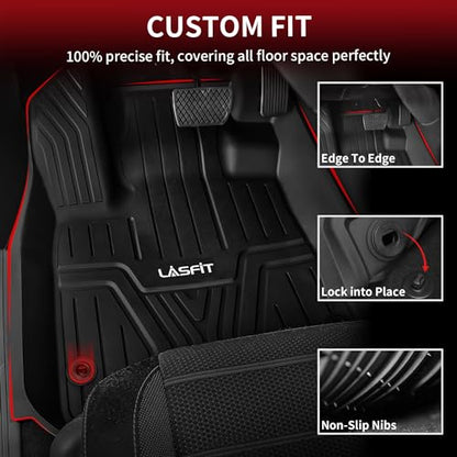 LASFIT Floor Mats for Honda CR-V 2026 2025 2024 2023 (Gasoline & Hybrid & e:FCEV), All Weather TPE Custom Fit Anti-Slip Pet Friendly Car Liners, 1st & 2nd Row Black - style: 2）For Honda CR-V | 2023-2026 | 1st & 2nd Row
