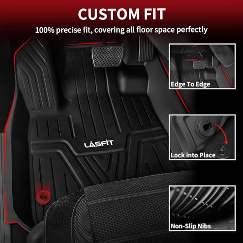LASFIT Floor Mats and Cargo Liner for Honda CR-V 2026 2025 2024 2023 (Gasoline & Hybrid & e:FCEV), All Weather TPE Car Trunk Mat (Upper Position), 1st & 2nd Row & Trunk Liner Full Set Black - style: 1）For Honda CR-V | 2023-2026 | Combo Set (Upper Position