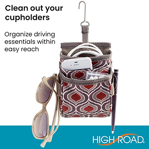 High Road DriverPockets Car Pouch - Car Vent Pocket and Vent Cell Phone Holder for Car - Front Seat Organizer with 3 Pockets, Hanging Hooks and Charging Port