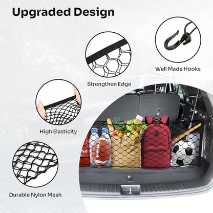 Canvcle Trunk Cargo Net for 2021-2025 2026 Kia Sorento Accessories Envelope Style Mesh Trunk Net Organizer and Storage Stretchable Adjustable Elastic Nylon Rear Cargo Netting with Hooks - style: for Kia Sorento