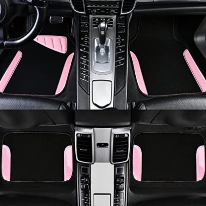 CAR PASS Jelly Waterproof Universal Fit Car Floor Mats, Girly Car Carpet Mats with Anti-Slip Nibbs Backing & Driver Heel Pad Fit for SUV, Vans, sedans, Cute car mats of 4pcs for Women (Pink) - color: Pink