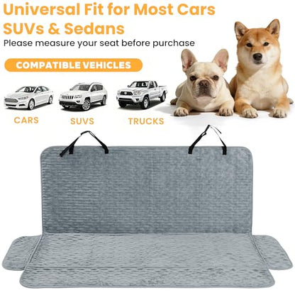Dog Car Seat Cover for Front or Back Seat, Soft Flannel Pet Car Seat Protector with Waterproof Layer, Non-Slip Washable Dog Car Bed Mat for Travel (Bluegrey Back Seat)