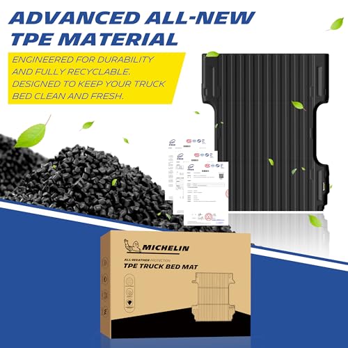 MICHELIN Truck Bed Mat for 2007-2018 Chevy Silverado & GMC Sierra 1500/2007-2019 2500 HD / 2011-2019 3500 HD 6.6 FT / 78.9" (2007 New Body Only), All-Weather Bed Liner, Durable TPE Bedliner, Non-Slip - size: 2) Silverado/Sierra 2500/3500 | 07-19 | 6.6 FT