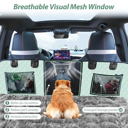 Dog Car Seat Cover Set for Back Seat, Back Seat Cover + Pet Bed Mat Perfect with Mesh Window, Hammock 600D Heavy Duty Scratch Proof Nonslip Durable Soft Back Seat Covers for Cars Trucks and SUVs