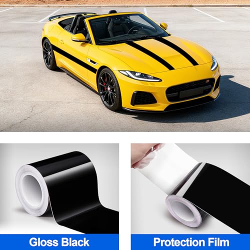 Spurtar Gloss Black Vinyl Wrap 3 Inch x 20ft Air-Release Adhesive Car Vinyl Tape Chrome Delete Wrap Roll DIY Car Exterior Decoration Door Edge Guard Vehicle Detailing Paper 7.5 CM x 6M - size: 3 in x 20 ft