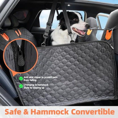 Dog Car Seat Cover for Back Seat.100% Waterproof Back seat Cover. 600D Heavy Duty Scratch Proof Nonslip Durable Soft Dog Hammock for Cars, Trucks and SUVs. Standard, Black - color: Black