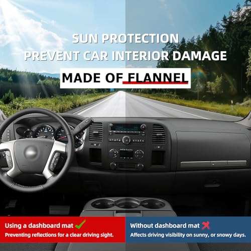 Dashboard Flannel Dash Cover Mat for 2007-2013 Chevy Chevrolet Silverado, Custom Fit Silverado Flannel Dash Cover with Two Glove Boxes Black Trim (Silverado 2007-2013, Black) - size: Flannel Silverado 2007-2013