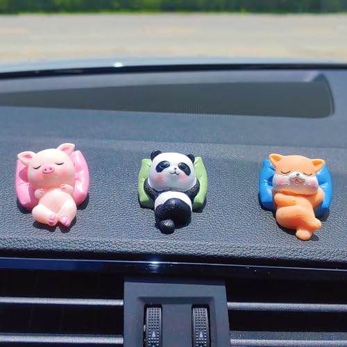 Small Sofa Animals Ornament Dashboard Decorations, Cute Car Accessories Interior Dashboard Accessories, Panda Dog Pig Car Dash Decor for Women/Men