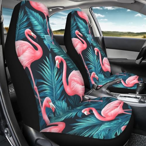Pehede Car Seat Cover Exotic Tropical Pink Flamingo Front for Cars, Easy to Install Cover Set, Accessories Auto Trucks Van SUV,2 Packs - color: Multi11